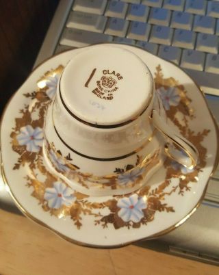 Vintage Porcelain Clare Tea Cup Blue and Gold Saucer Set Vintage Tea Set 4