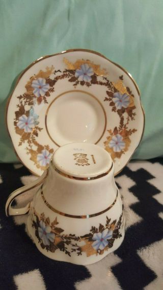 Vintage Porcelain Clare Tea Cup Blue and Gold Saucer Set Vintage Tea Set 8