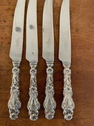 Set Of 4 Lily By Whiting/gorham 9 1/8” Knives Scrap Sterling