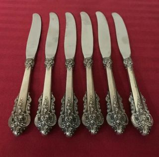 Wallace Grande Baroque Sterling Silver Flatware Dinner Knives Set 6 Heavy