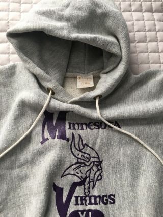 Vtg Usa 60s 70s Champion Sweatshirt Hoodie Minnesota Vikings Nfl Team Issue