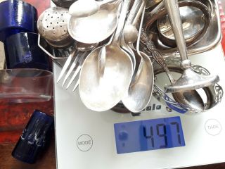 500g Hallmarked Sterling Silver Spoons Salts Napkin Rings Cruet Resell/scrap