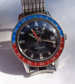 Rare Vintage Zodiac Aerospace GMT Automatic Wristwatch with Pepsi Dial Running 2
