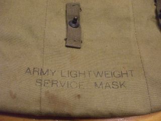 U.  S.  Army Light Weight Service Mask canvas carry bag WW2 era gently 2