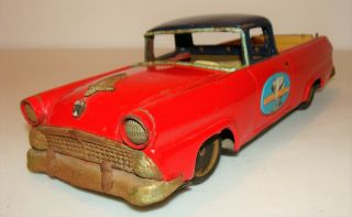 Vintage 1950s Bandai Japan Tin Toy Car 1955 Ford Ranchero Type Pickup Truck