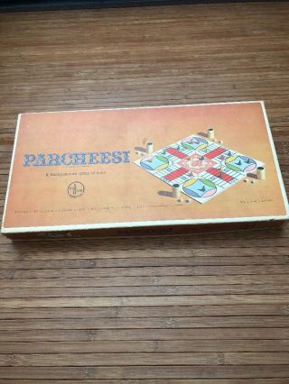 1964 Parcheesi Board Game Complete Collectible Vtg Antique Backgammon India Gold