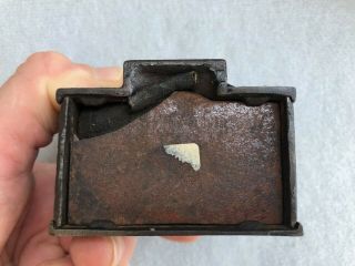 Antique Cast Iron Still Coin Bank Painted Cute Small Town Bank Building 6