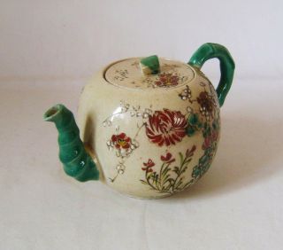 Antique Japanese Kyoto Ware Teapot With Floral Decoration C.  1890 A/f