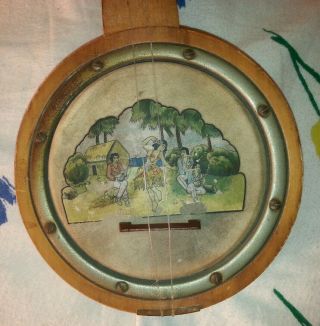 1920s Banjo Ukulele Banjolele Hawaiian Scene Hula Girl Image Vintage Rare