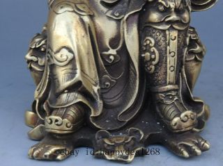China Brass Copper Dragon Guan Gong Guan Yu warrior Mammon Buddha statue e02 4