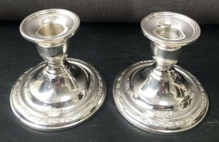 LOVELY PAIR STERLING SILVER & ETCHED GLASS HURRICANE LAMPS 5