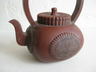 Fine Old Chinese Yixing Zisha Pottery Teapot Tea Pot w/Floral ARTIST SIGNED 2