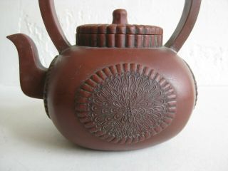 Fine Old Chinese Yixing Zisha Pottery Teapot Tea Pot w/Floral ARTIST SIGNED 3