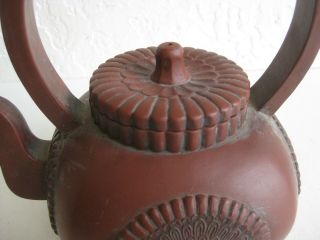 Fine Old Chinese Yixing Zisha Pottery Teapot Tea Pot w/Floral ARTIST SIGNED 4