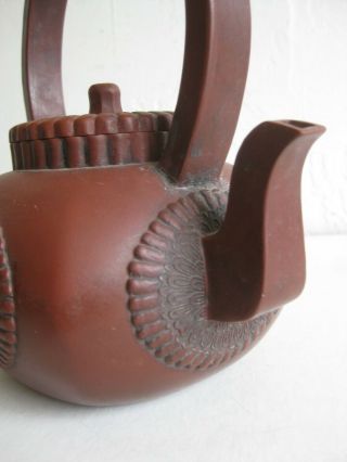 Fine Old Chinese Yixing Zisha Pottery Teapot Tea Pot w/Floral ARTIST SIGNED 7