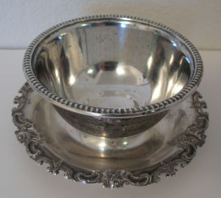 Wallace Grand Baroque Sterling Silver Sauce Bowl W Underplate