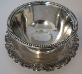 WALLACE GRAND BAROQUE STERLING SILVER SAUCE BOWL w UNDERPLATE 2