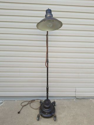 Vintage Ge General Electric Sunlamp Adjustable Floor Standing Lamp On Wheels