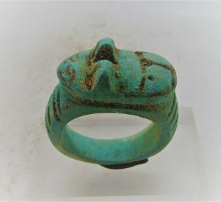 Vintage Egyptian Stone Ring With Anubis On Top