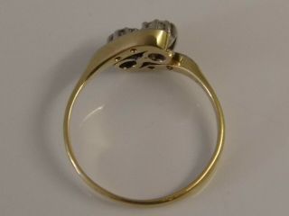 A STUNNING ANTIQUE 18ct SOLID GOLD & PLATINUM DIAMOND CROSSOVER RING Size N 1/2 4