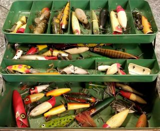 Vintage Sport King Tackle Box - Full Of Old Fishing Lures.