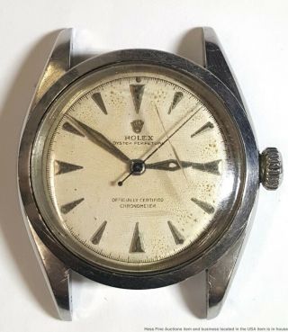 Vintage Mens Rolex Oyster Perpetual Steel Strong Running Watch To Restore 6580