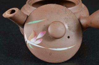 S7602: Japanese Banko - ware Colored porcelain Flower pattern TEAPOT Kyusu Sencha 5