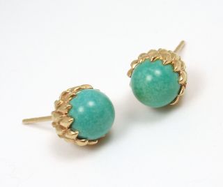Rare Vintage Tiffany & Co Schlumberger 18K Gold Turquoise Acorn Stud Earrings 4