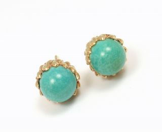 Rare Vintage Tiffany & Co Schlumberger 18K Gold Turquoise Acorn Stud Earrings 5