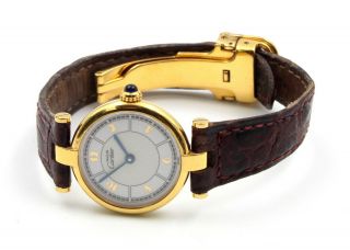 Vintage Must De Cartier Vermeil 925 Ladies 24 Mm Wrist Watch Battery 5924 - 2