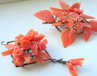 Antique Georgian And Victorian Coral Brooches/pendant