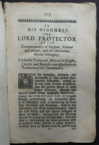 Rare HUMBLE PETITION & ADVICE PROTECTOR 1657 CROMWELL Commonwealth POWER OATH 3