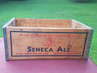 Vintage 1930s Seneca Ale Beer Crate Chief Redjacket Watkins Glen York Rare
