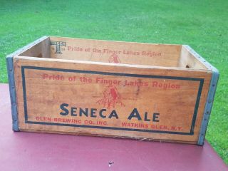Vintage 1930s seneca ale beer crate chief redjacket watkins glen york RARE 2