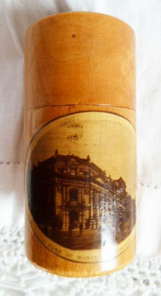 Antique Mauchline Ware Needle Case Wood Treen Bank Of Montreal Toronto Canada