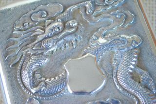 Chinese Export Silver Dragon Cigartte Case