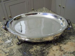 Regal Rococo 19th Century Silver Open Warming Entree Tray - Hot Water Bath Style