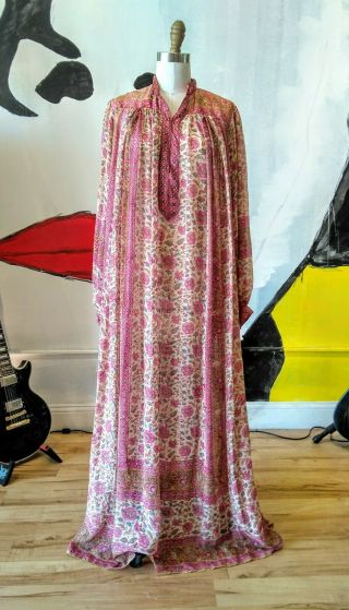 Rilu Kuwan For Judith Ann Vintage Sheer Indian Silk Dress 1970s Rare