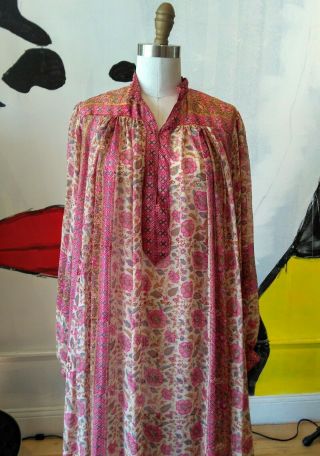 Rilu Kuwan for Judith Ann Vintage Sheer Indian Silk Dress 1970s Rare 2