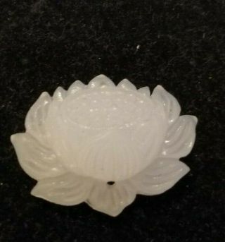 Vintage/ Antique Asian Translucent Hard Stone Hand Carved Lotus Flower Pendant
