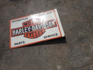 Harley Davidson Motorcycle Vintage Porcelain Sign 19 1/2 X 13 Inches With Flang