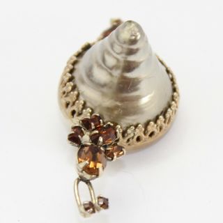 Signed Schreiner Topaz Rhinestone Fancy Glass Pearl Shell Figural Snail Brooch 5