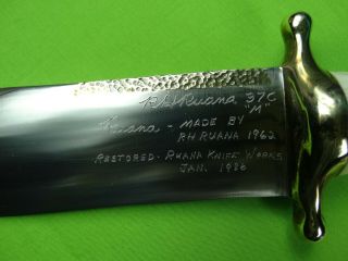 1962 Vintage Custom Hand Made Rudy R.  H.  RUANA Bowie 37 C Fighting knife stag 10