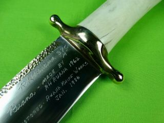 1962 Vintage Custom Hand Made Rudy R.  H.  RUANA Bowie 37 C Fighting knife stag 5