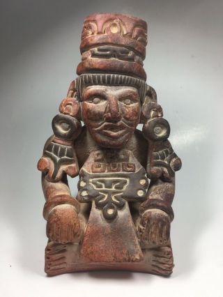 Antique Peruvian Incan Aztec Mayan Deity Effigy Vessel Pottery Pre - Columbian