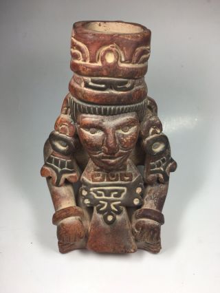 Antique Peruvian Incan Aztec Mayan Deity Effigy Vessel Pottery Pre - Columbian 8