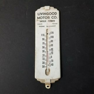 Vintage Chrysler Plymouth Thermometer Lincoln Kansas Lovingood Motor Co Sign Ad
