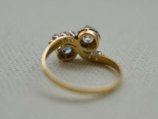 ANTIQUE ART DECO 18k Gold Diamond and Sapphire Enagement Cluster Ring 3.  3 Gr 6