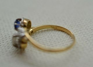 ANTIQUE ART DECO 18k Gold Diamond and Sapphire Enagement Cluster Ring 3.  3 Gr 7