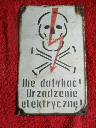 Wwii Ww2 German Rare Old Enamelled Warning From The Germany Bunker Complex.